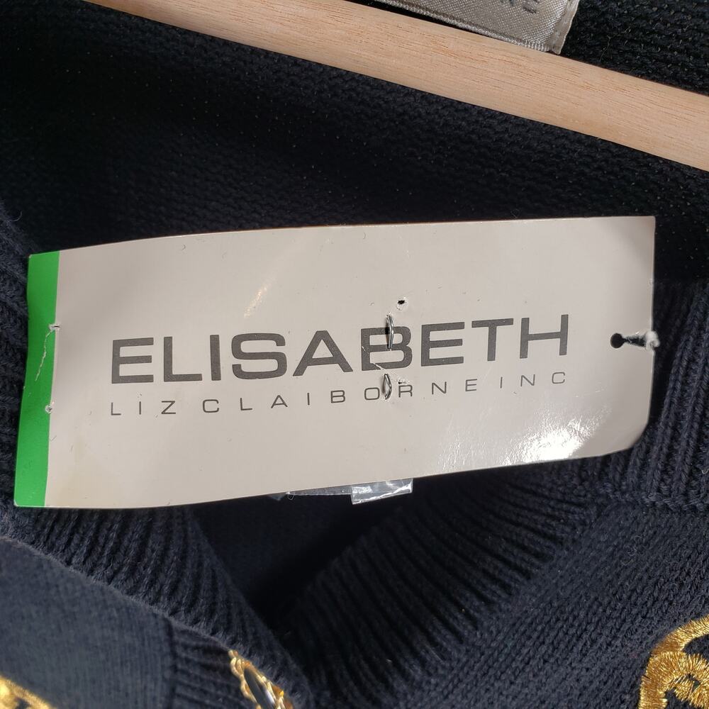 Elisabeth by Liz Claiborne Size 1X* Cardigan Black and Gold Chain Button-Down - Picture 4 of 10